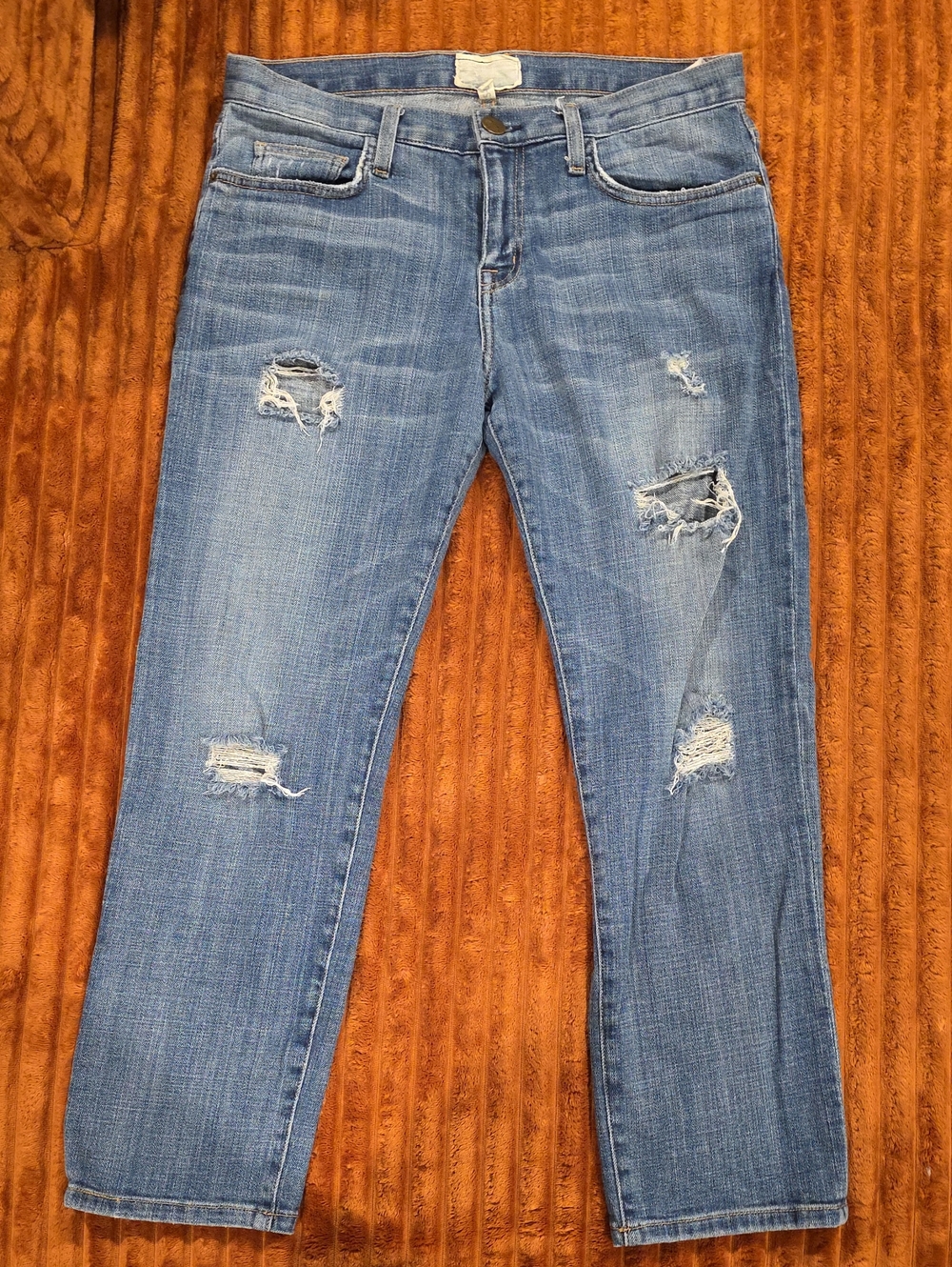 Current/Elliott Light Blue Distressed Boyfriend Jeans